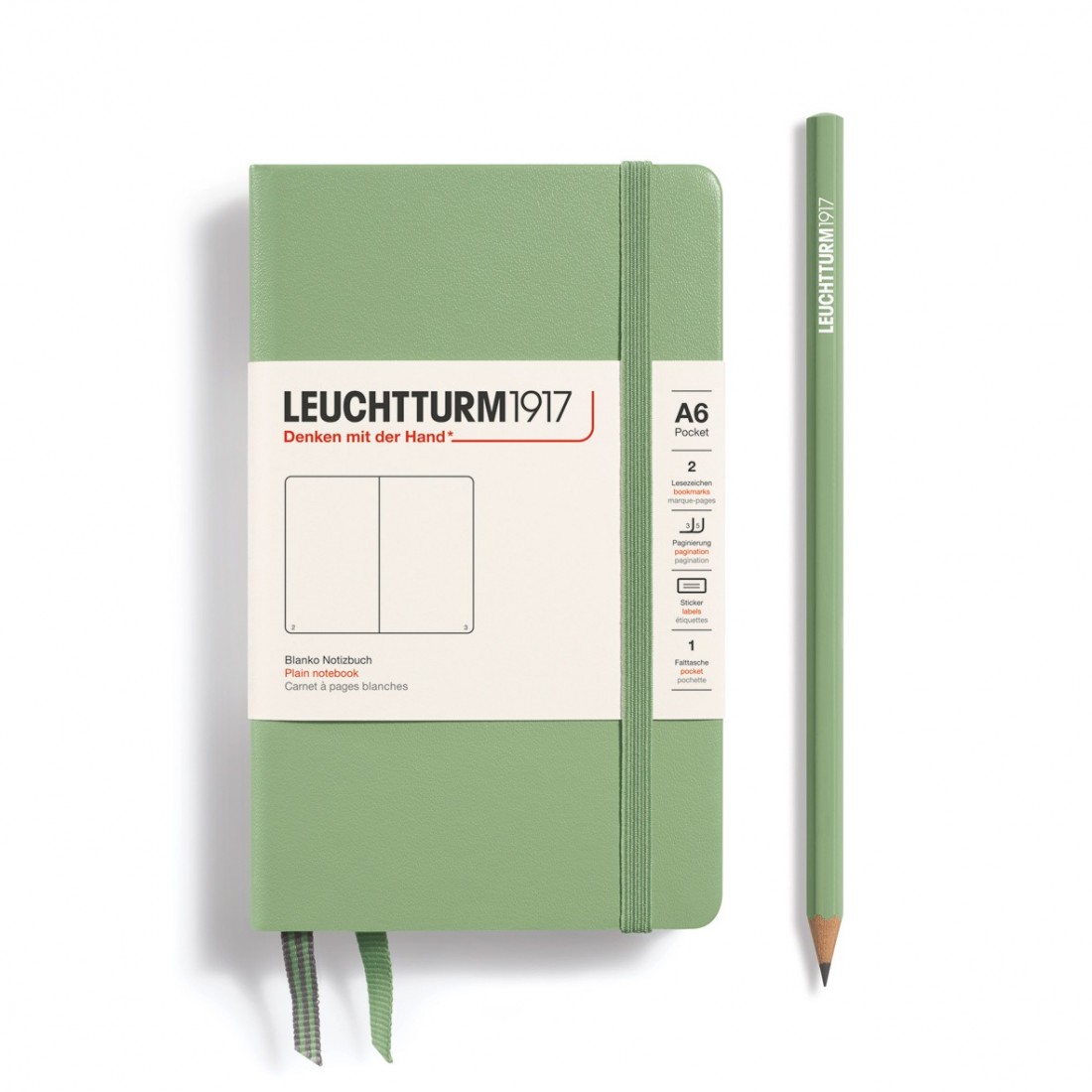 Leuchtturm 1917 Notebook A6 Sage Plain Hard Cover