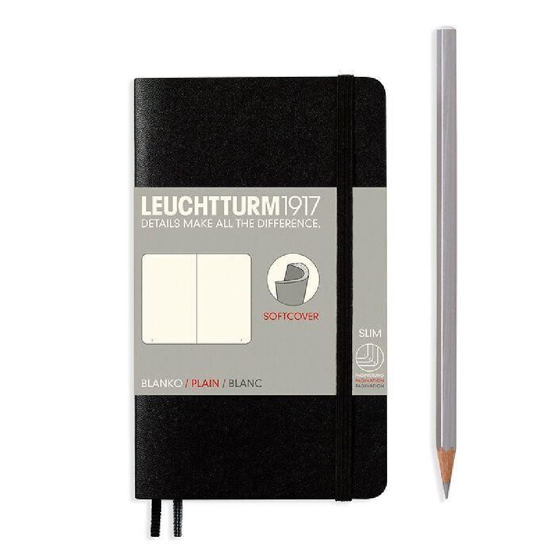 Leuchtturm 1917 Notebook A6 Black Plain, Soft Cover