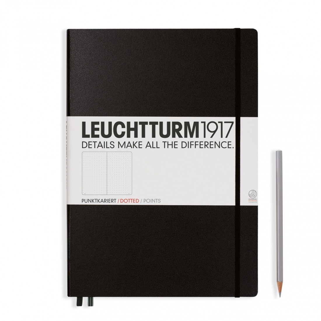 Leuchtturm 1917 Notebook A4 plus 235p Black Dotted, Hard Cover