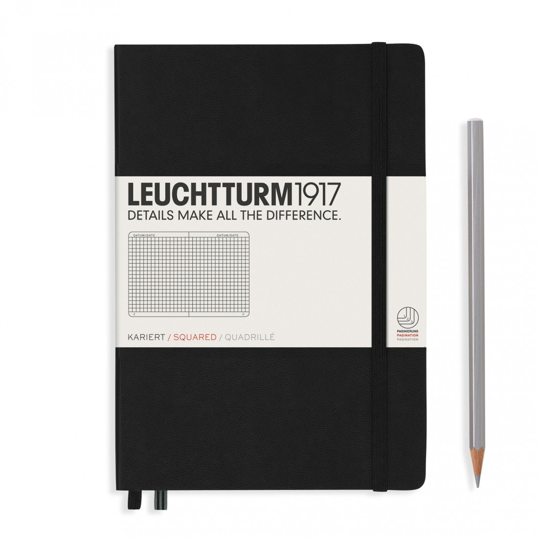 Leuchtturm 1917 Notebook A5 Black Squared Hard Cover P