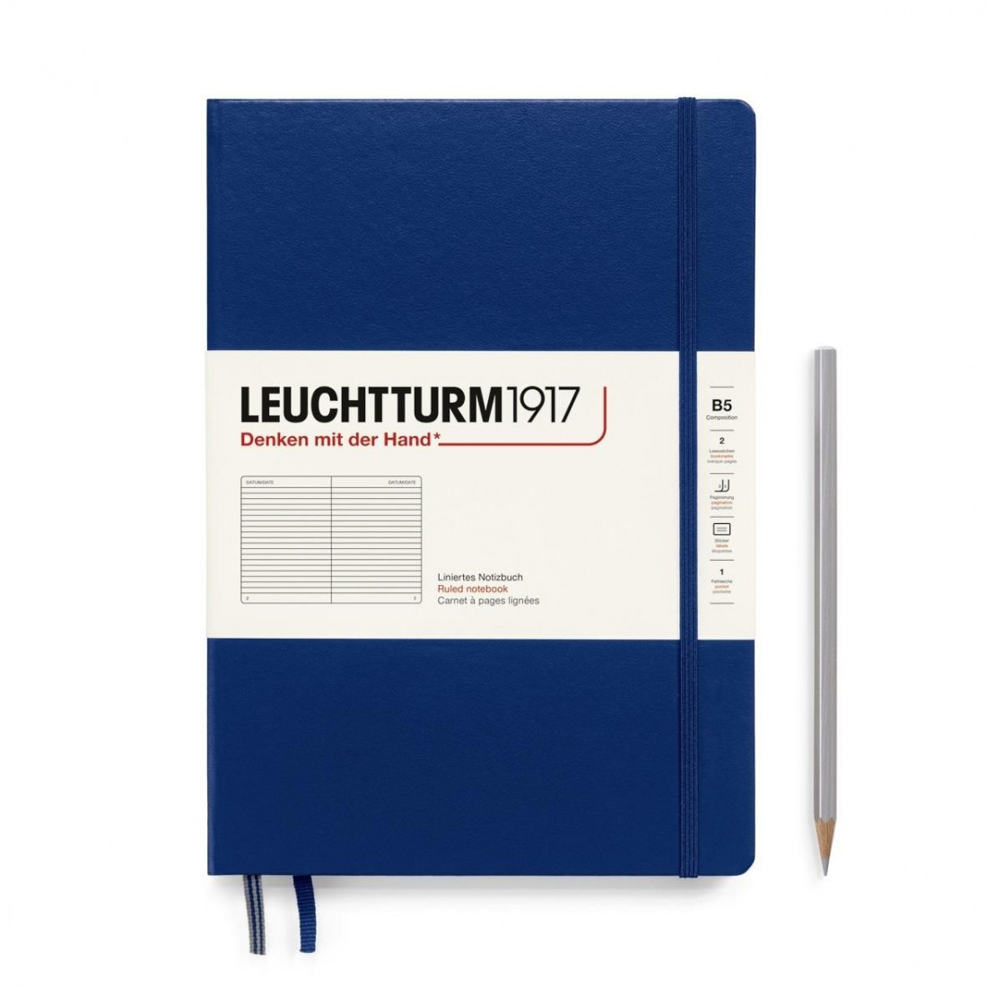 Leuchtturm 1917 Notebook B5 Navy Ruled Hard Cover