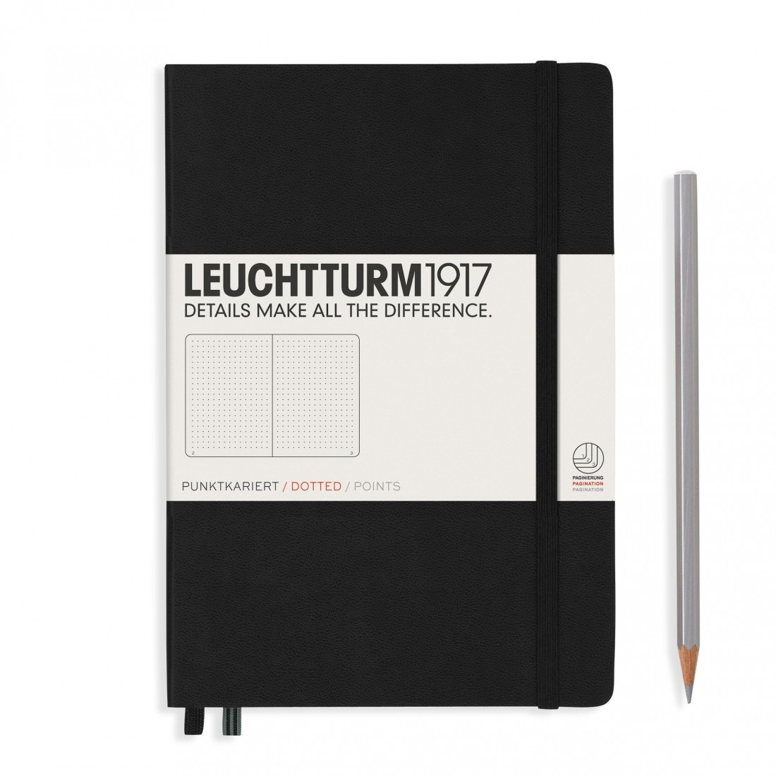 Leuchtturm 1917 Notebook A5 Black Dotted, Hard Cover