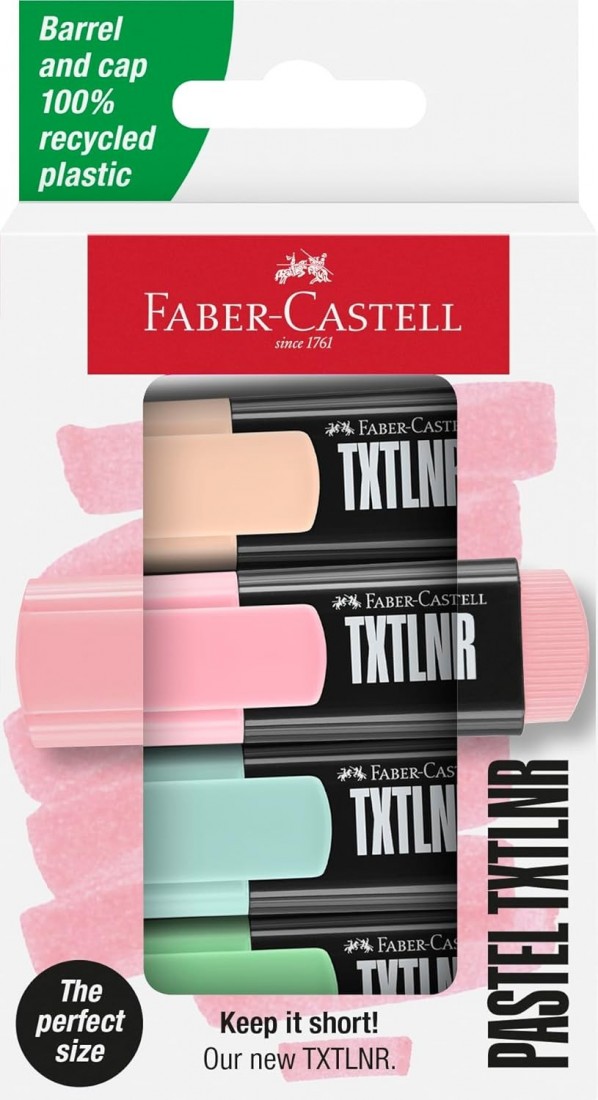 Faber Castell Highlighters, Pastel Colors - Box of 4 - 154214