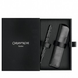 Caran DAche Ecridor black lines set ballpen with leather case 8902.010