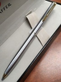 Sheaffer Agio Brushed Chrome Plate Finish  with 22K Gold Plate Trim Ballpoint Pen 453-2