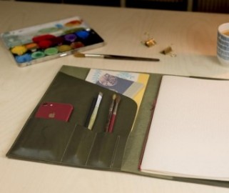 Paper Republic A4 Leather Portfolio Olive Green