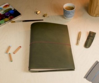 Paper Republic A4 Leather Portfolio Olive Green