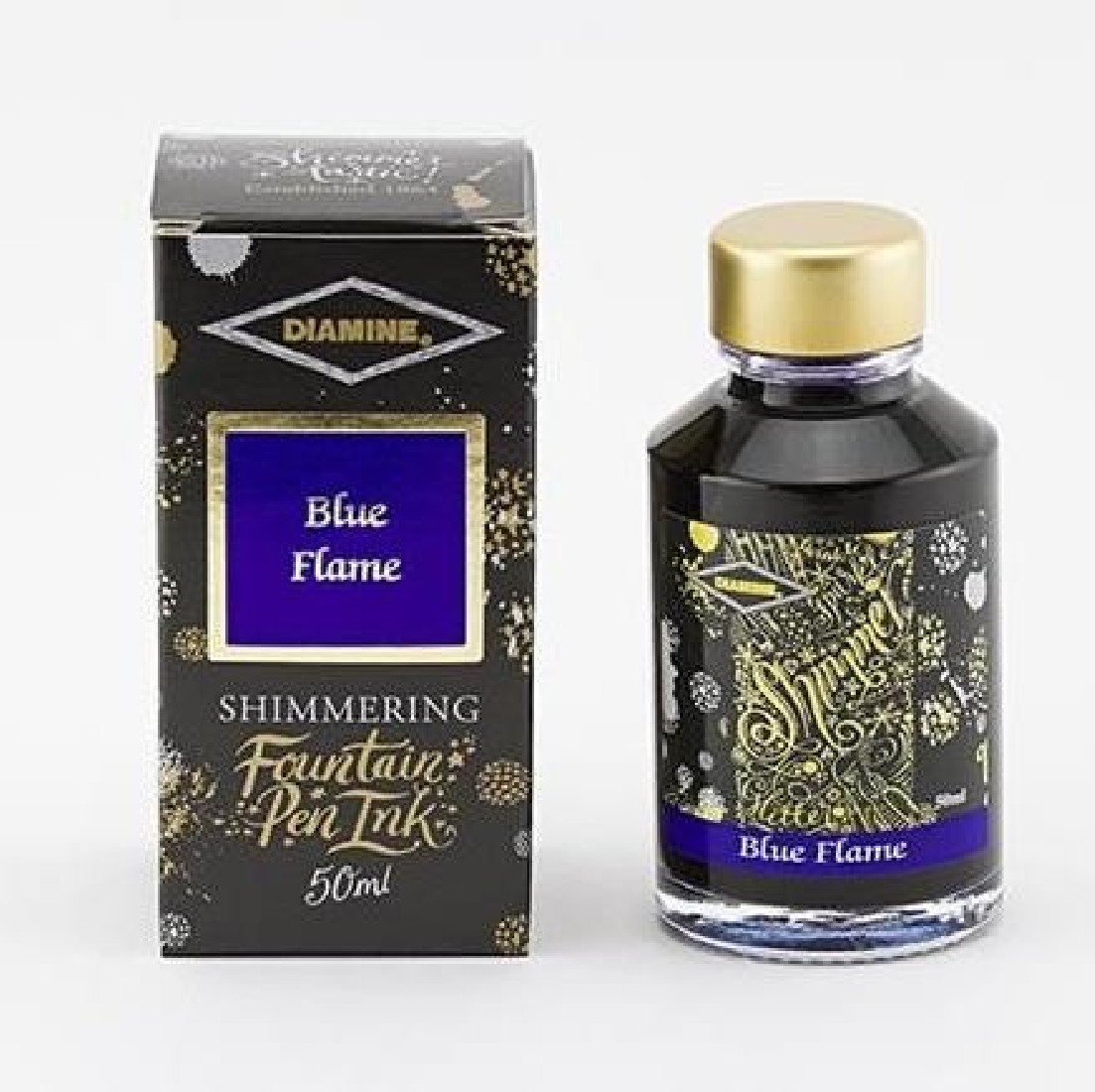 Diamine 50ml Blue Flame Fountain pen shimmer ink bottle
