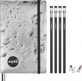 Moleskine NASA-inspired Limited Edition Drawing Gift Box, Hard cover, large, ruled notebook, four Blackwing pencils, and two pins