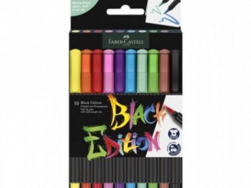 Faber Castell, Black Edition Brush Pen,  Box of 10, 116451