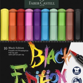 Faber Castell, Black Edition Brush Pen,  Box of 10, 116451