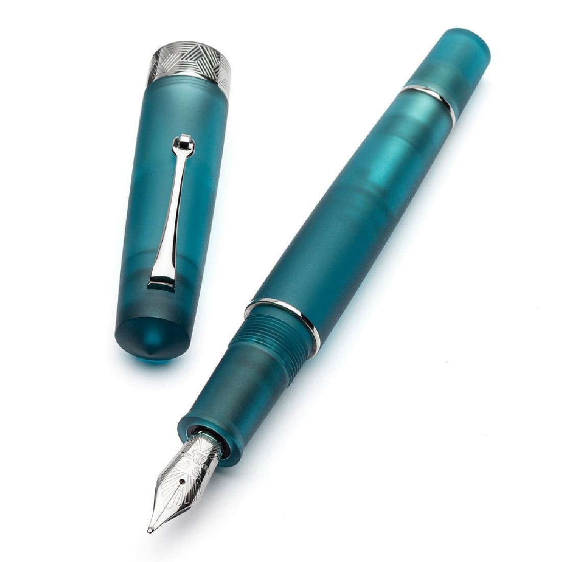 Leonardo Momento Zero Grande Pura Petrol Silver Fountain Pen