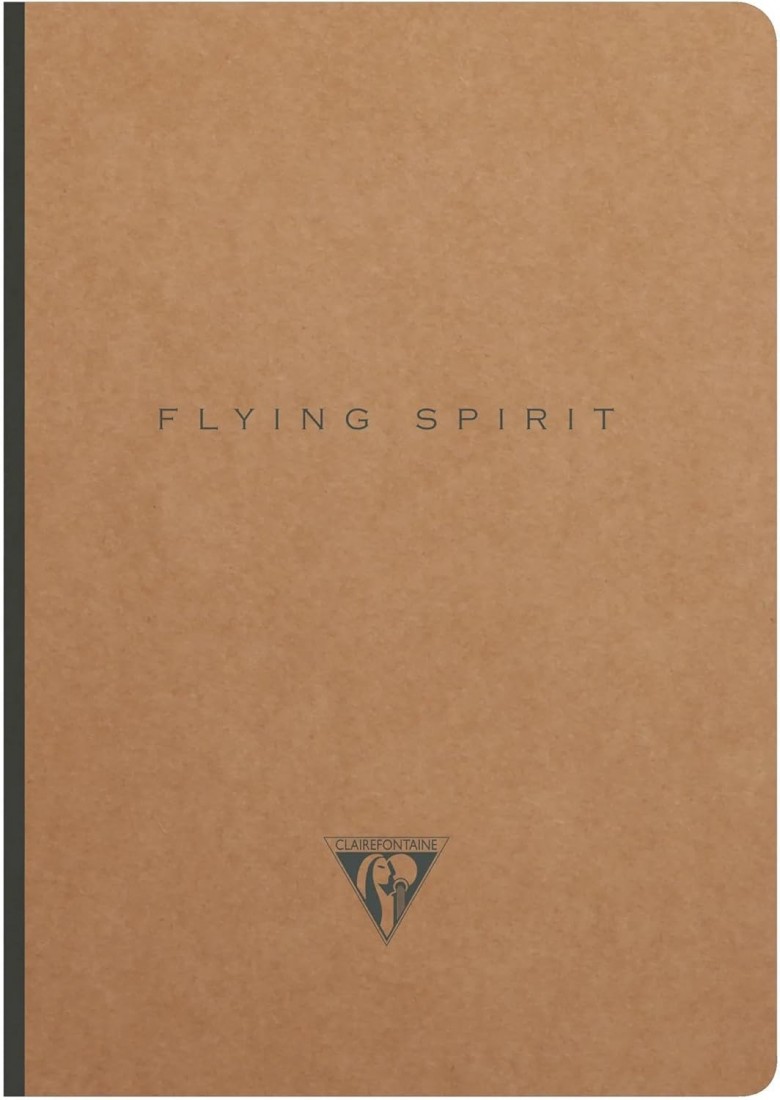 Clairefontaine - 103546C - A Linen Spine Pocket Book - Flying Spirit A5 14.8 x 21 cm 192 Pages Ruled Ivory Paper 90g Brown Kraft Cover