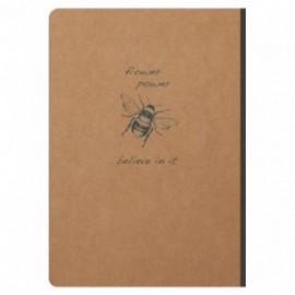 Clairefontaine - 103546C - A Linen Spine Pocket Book - Flying Spirit A5 14.8 x 21 cm 192 Pages Ruled Ivory Paper 90g Brown Kraft Cover