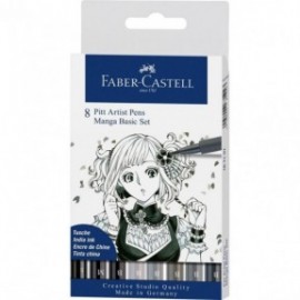 Faber Castell Pitt Artist Pen Brush Manga Set of 8 167107
