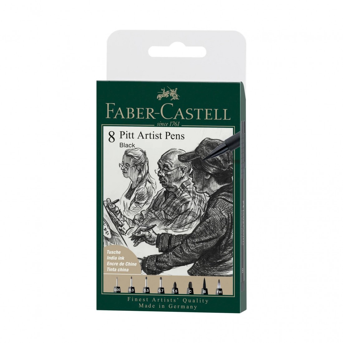 Faber-Castell  Pitt Artist Pens Black tin of 8 167158