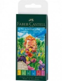 Faber Castell Pitt Artist Pen Brush India ink pen, wallet of 6 Springtime 167177
