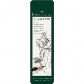 Faber Castell 9000 graphite pencil, tin of 6  119063