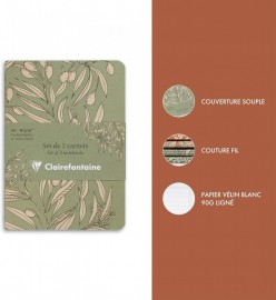 Clairefontaine Rhodia Garden of the Senses, set of 2 notebooks, A6, white paper 90gsm, 64 pages, lined, 116340