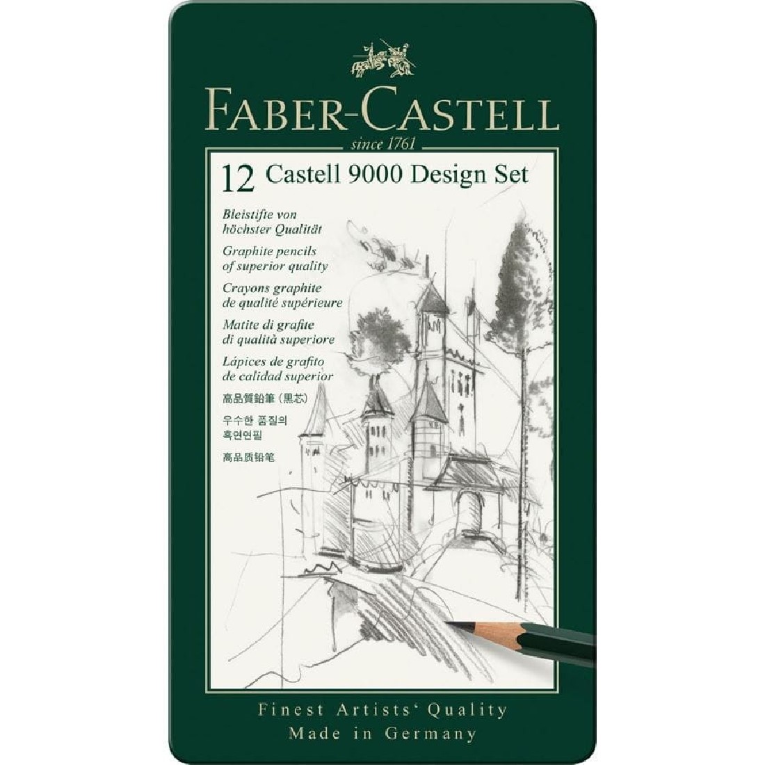 Faber Castell 9000 Graphite Pencil Design Set,  Tin of 12,  119064