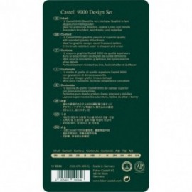 Faber Castell 9000 Graphite Pencil Design Set,  Tin of 12,  119064