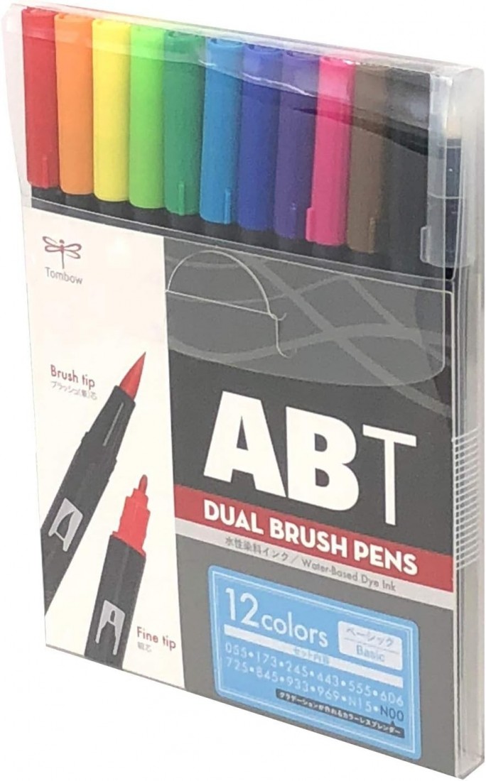Tombow Dual Brush Pen ABT Set of 12 Colors Basic AB-T12CBA