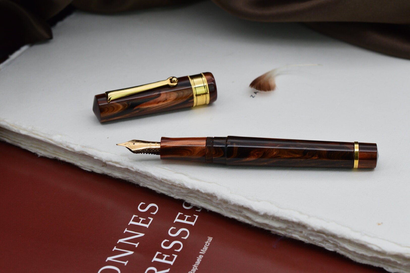 Santini Italia Libra Rosewood GP  piston filler pen with ebonite feeder superflexy nib 18k