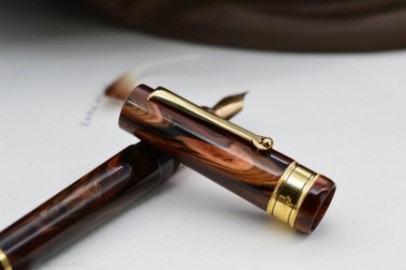 Santini Italia Libra Rosewood GP  piston filler pen with ebonite feeder superflexy nib 18k