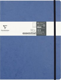 Clairefontaine Rhodia 794434C Collection Nomaddict My.Essential Blue Stitched Elasticated Notebook - B5 19 x 25 cm - 192 DOT Numbered Pages - Ivory Paper 90 g - Glossy Leather Grain Card Cover