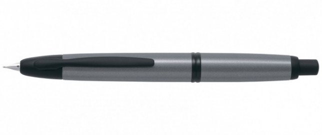Pilot Capless (Vanishing point), Metallic - Black Matte Trim - Grey - Medium Nib Fountain Pen Pil