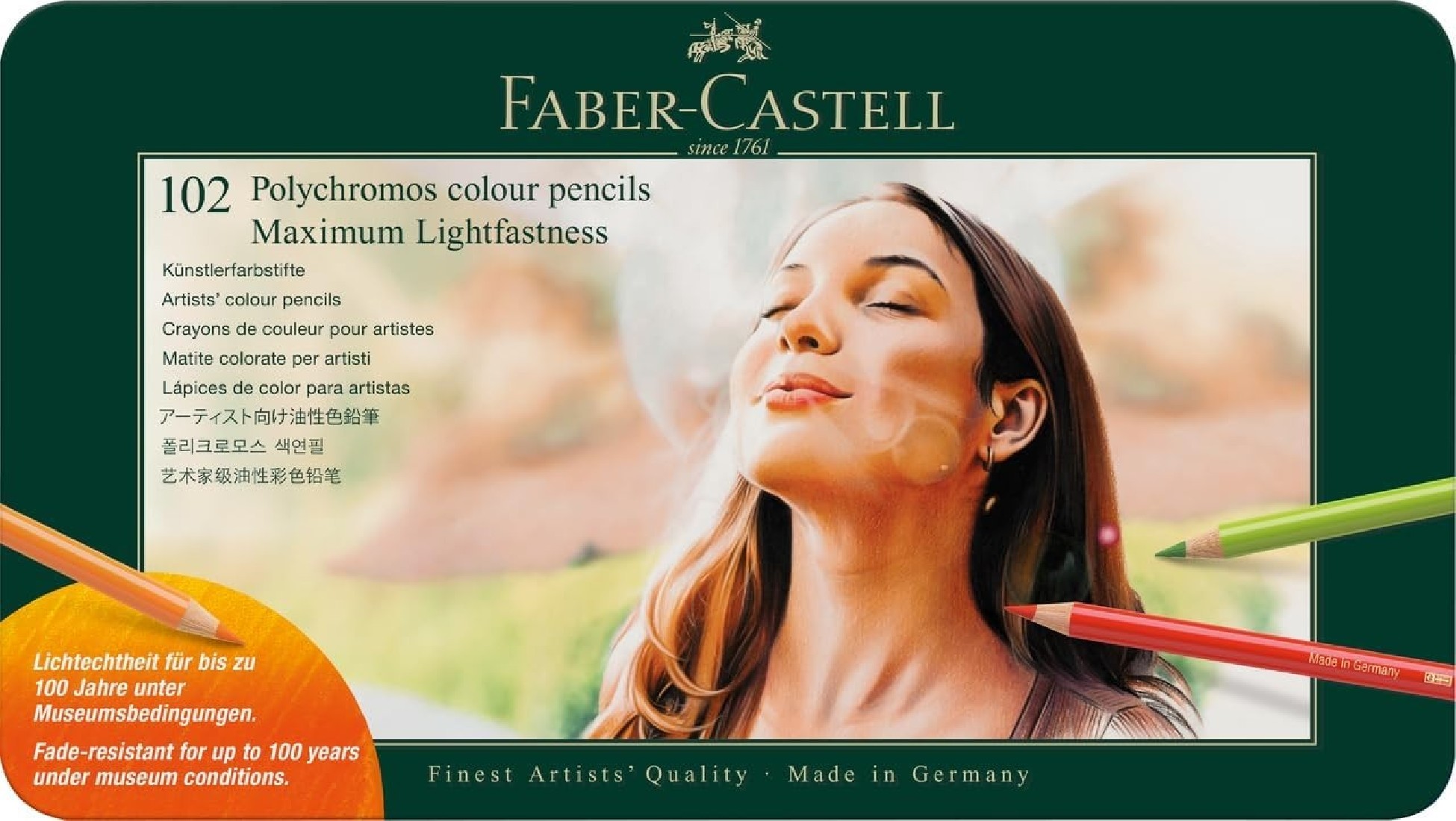 Faber Castell Polychromos Artists Maximum Lightfastness Colour Pencils - Tin of 102 - 210061