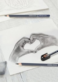 Faber Castell Goldfaber Charcoal 114006 Drawing Set 8 Pieces Charcoal Pencils, Sharpener, Paper Wiper and Eraser