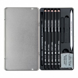 Cretacolor Deep Black Drawing and Sketching Set, 10pcs 400 09
