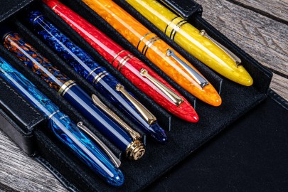 Galen Leather Magnum Opus 6 Slots Hard Pen Case with Removable Pen Tray - Black