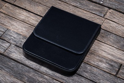 Galen Leather Magnum Opus 6 Slots Hard Pen Case with Removable Pen Tray - Black