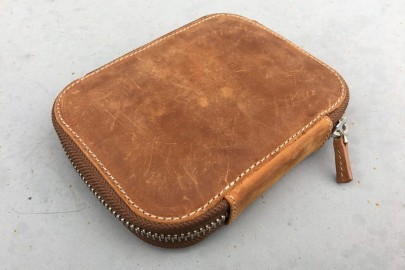 Galen Leather Zippered 10 Slots Pen Case - Crazy Horse Brown