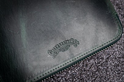 Galen Leather Zippered 20 Slots Pen Case - Crazy Horse Forest Green