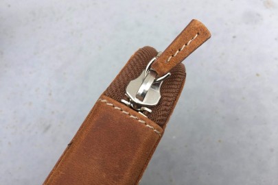 Galen Leather Zippered 6 Slots Pen Case - Crazy Horse Brown