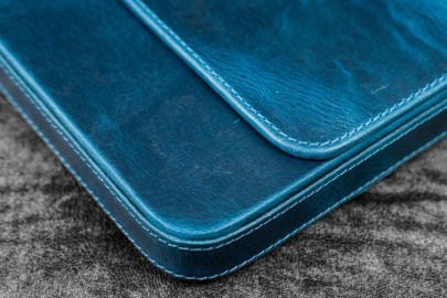 Galen Leather Magnum Opus 6 Slots Hard Pen Case with Removable Pen Tray - Ocean Blue