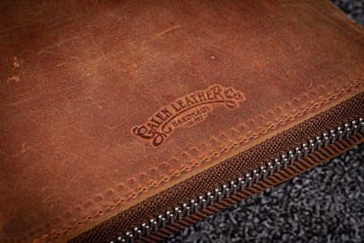 Galen Leather Zippered 20 Slots Pen Case - Crazy Horse Brown