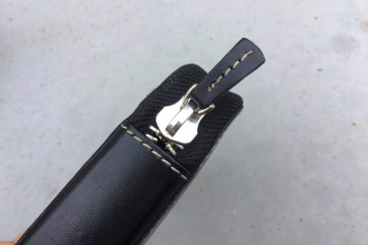 Galen Leather Zippered 6 Slots Pen Case - Black