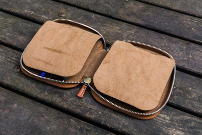 Galen Leather Zippered 10 Slots Pen Case - Brown