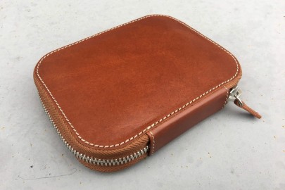 Galen Leather Zippered 10 Slots Pen Case - Brown