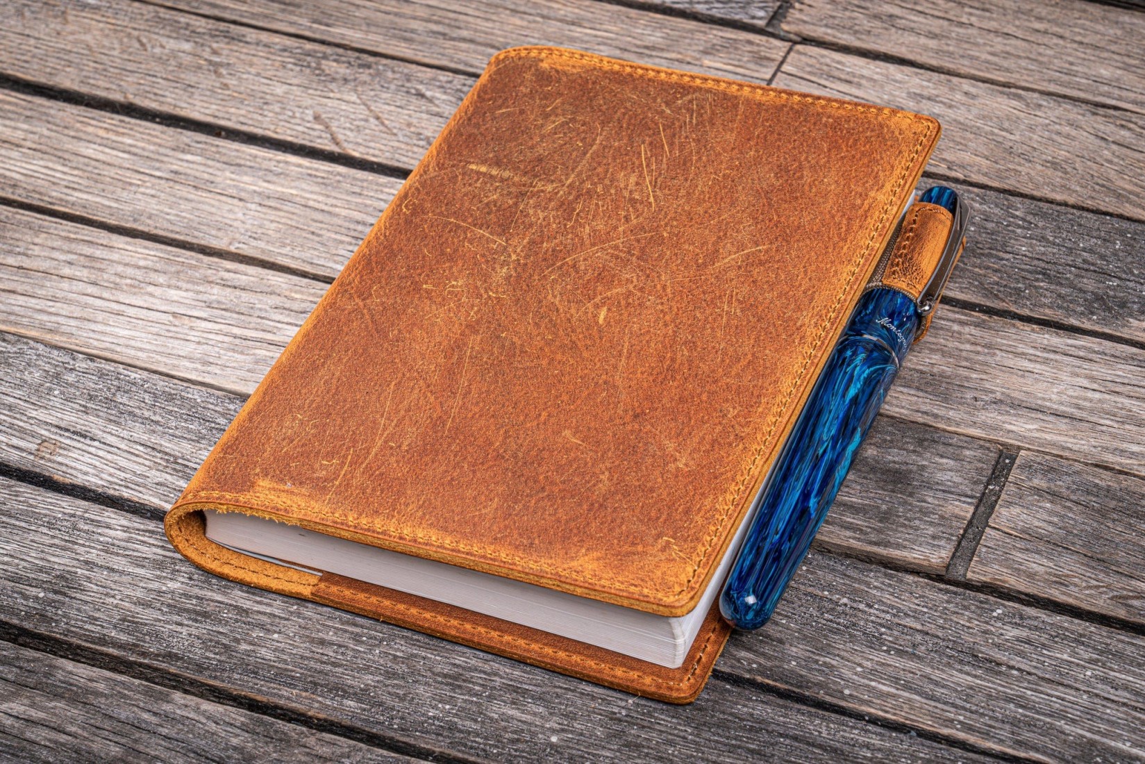Galen Leather Slim A6 Notebook Planner Cover - Crazy Horse Brown