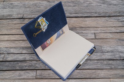 Galen Leather Slim A5 Notebook Planner Cover - Crazy Horse Navy Blue