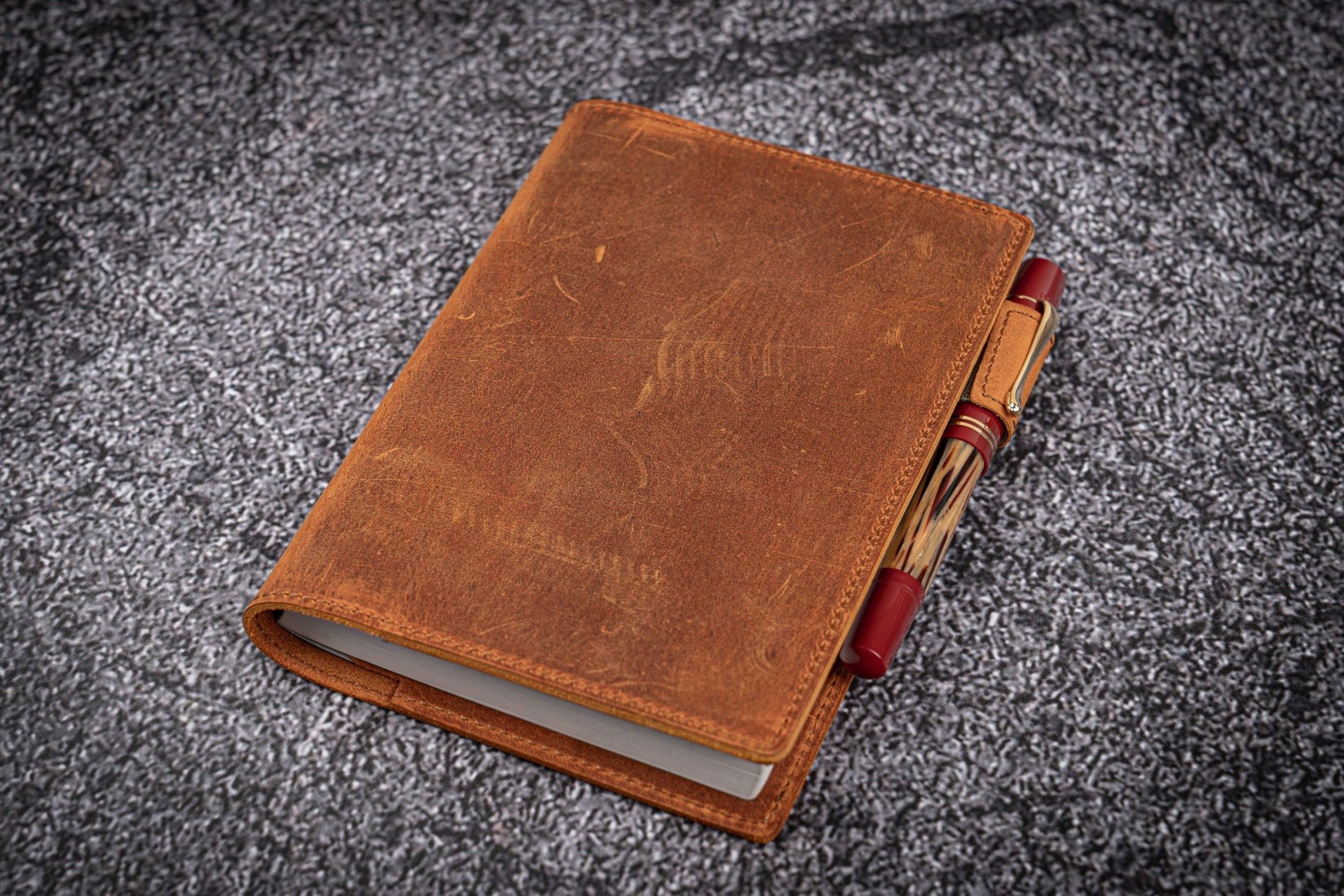 Galen Leather Slim A5 Notebook Planner Cover - Crazy Horse Brown