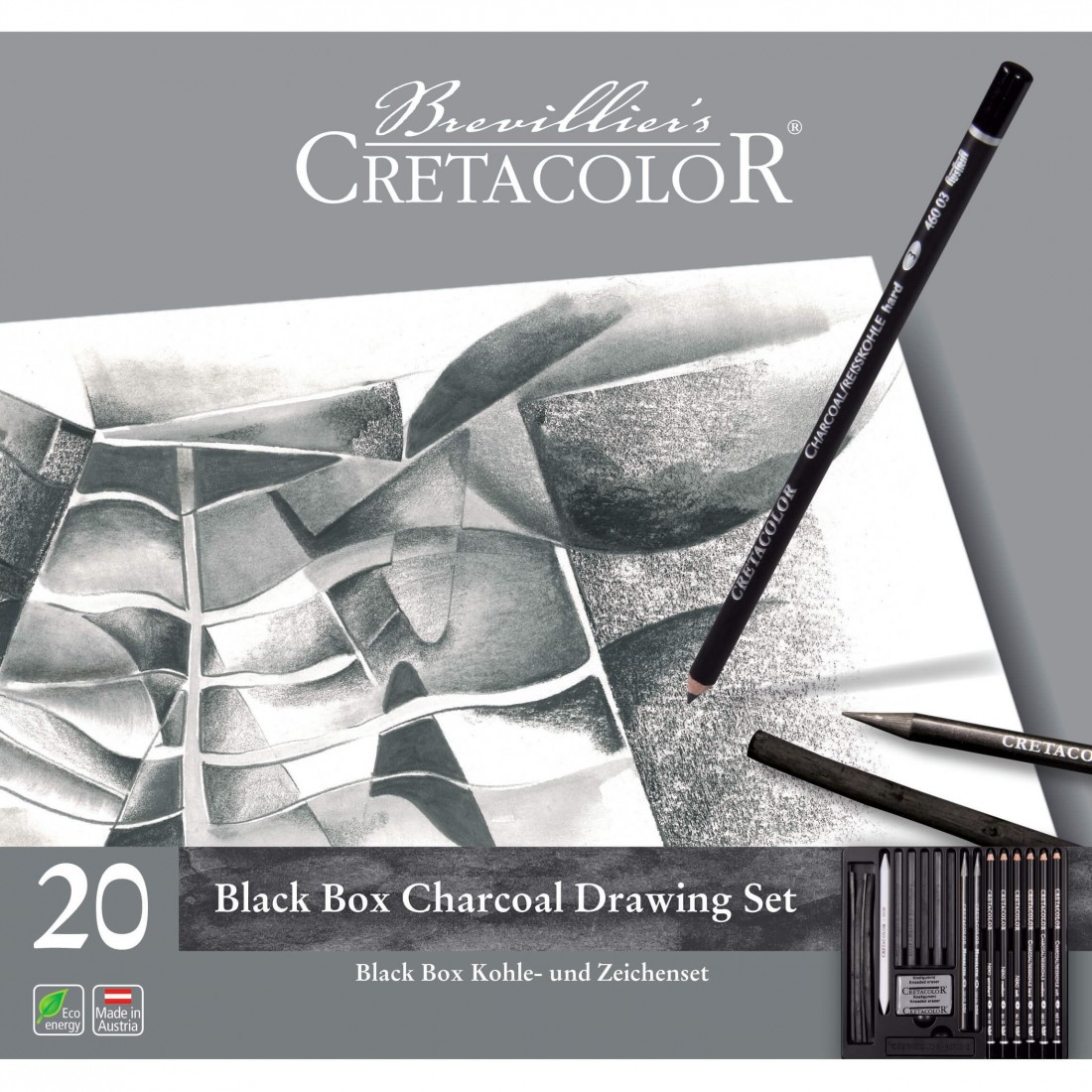 Cretacolor Black Box Charcoal Drawing Set 20pcs, 400 30