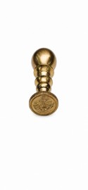 Francesco Rubinato set, with glass dip pen, brass  base, bronze wax seal stamp, sealing wax, glass box, 8829