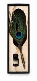 Francesco Rubinato art set 7548, μεταλλικός κονδυλοφόρος με φτερό παγωνιού και μελάνι