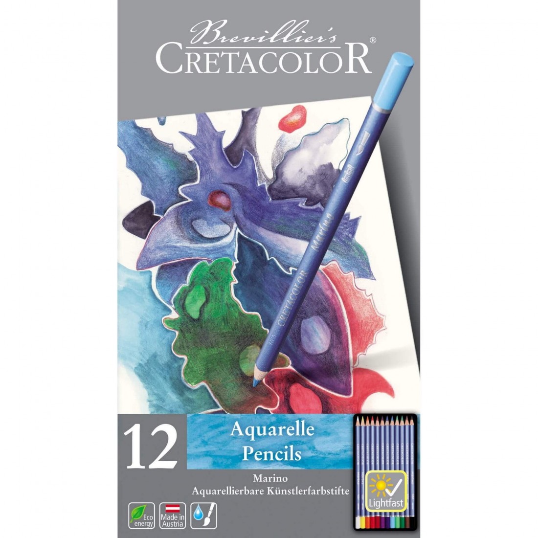 Cretacolor 12 Aquarelle pencils in tin box, 24012
